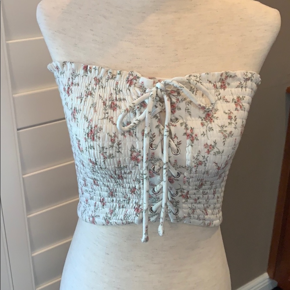 Floral smocked crop top